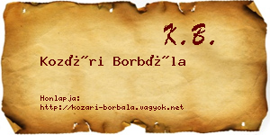 Kozári Borbála névjegykártya